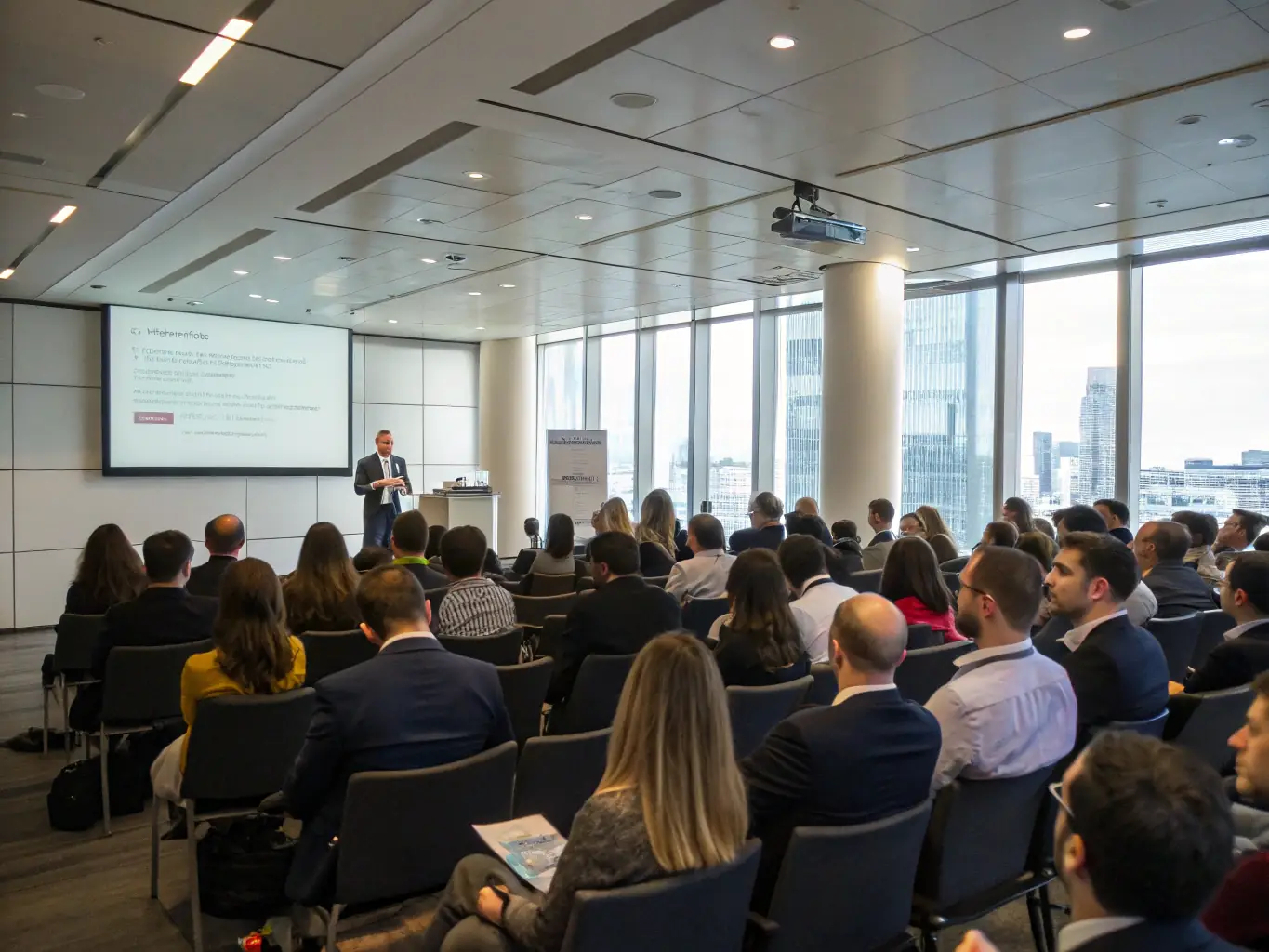 A diverse group of South African business owners are attending a financial seminar, learning about strategies for business growth and financial stability.